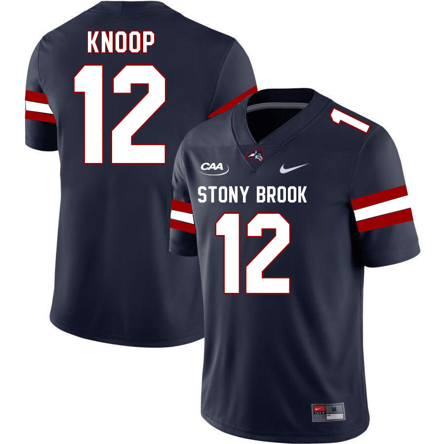 Stony Brook Seawolves #12 Tyler Knoop College Football Jerseys Stitched-Navy